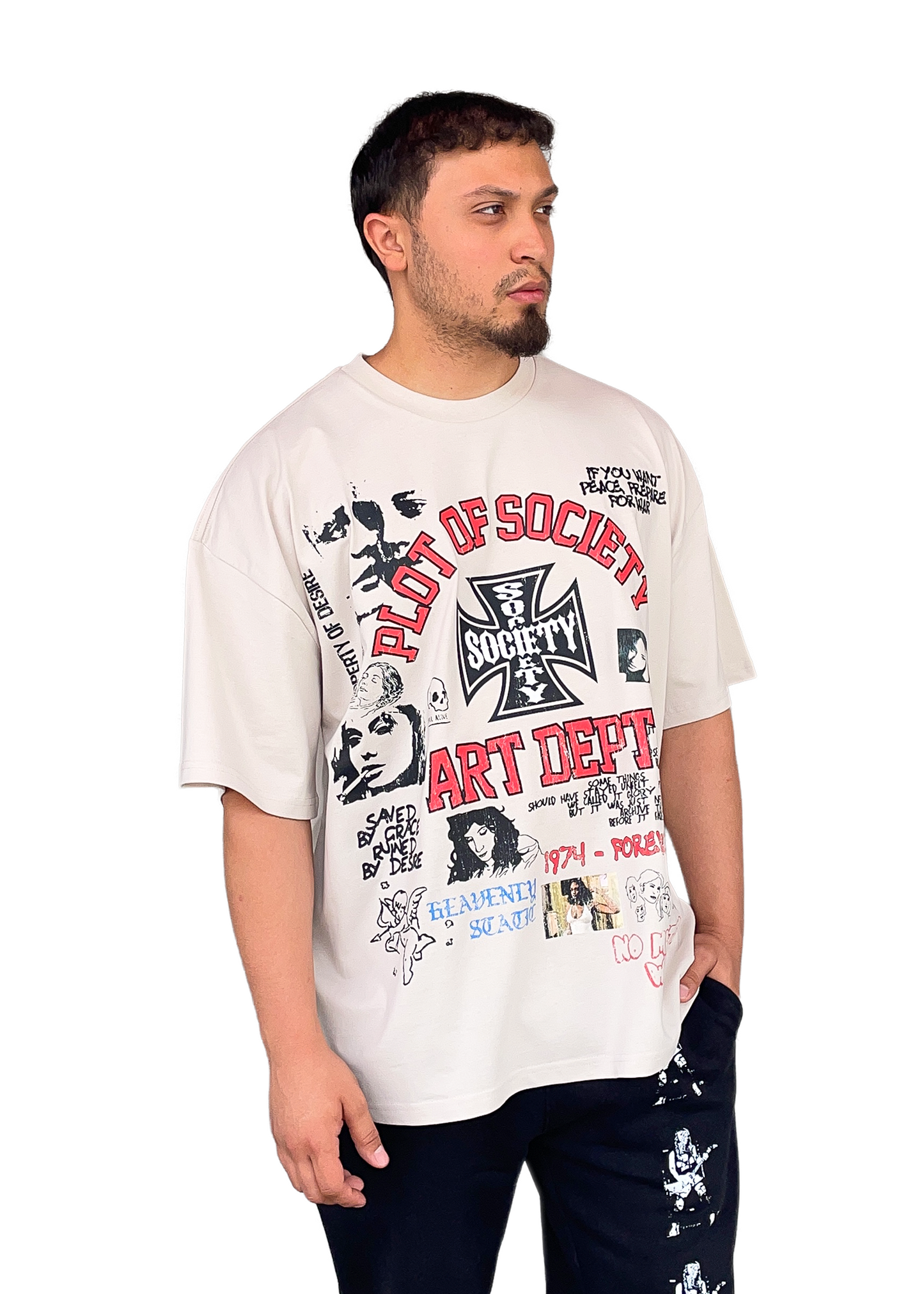 Art Dept. Chaos Tee (Bone) - Heavyweight Oversized