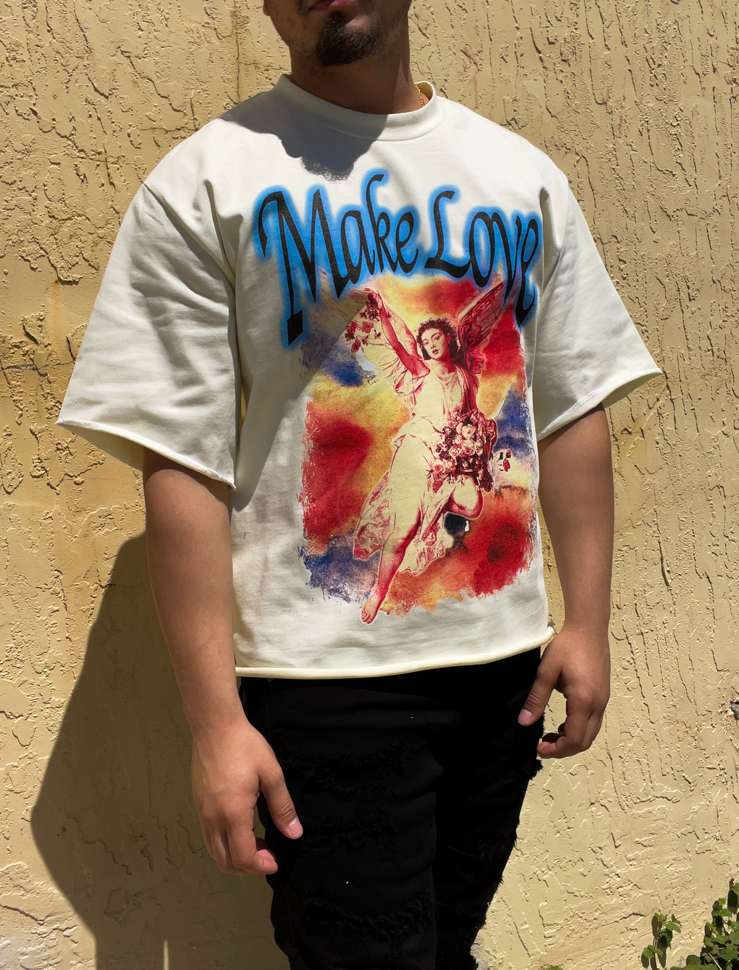Make Love Crop Tee (Creme)