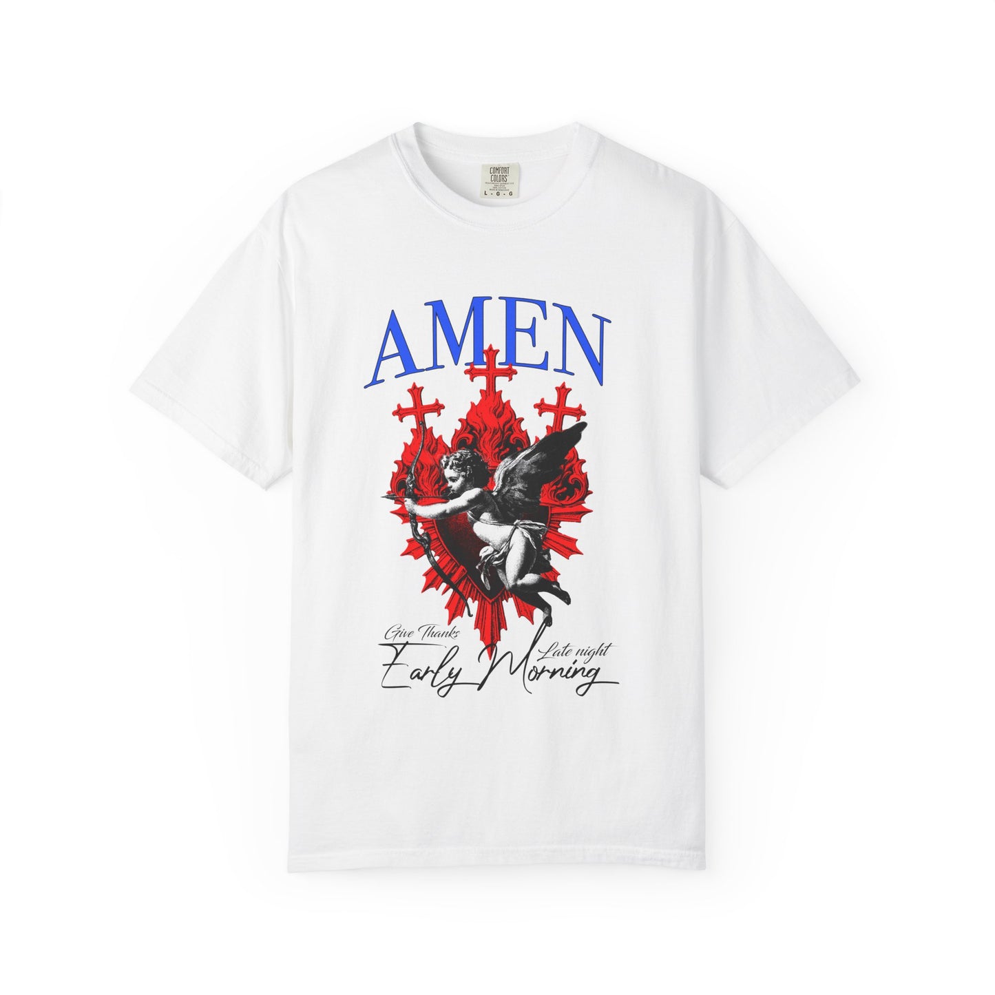 Amen Angel Graphic T‑Shirt — Vintage Religious Cross Heart Tee