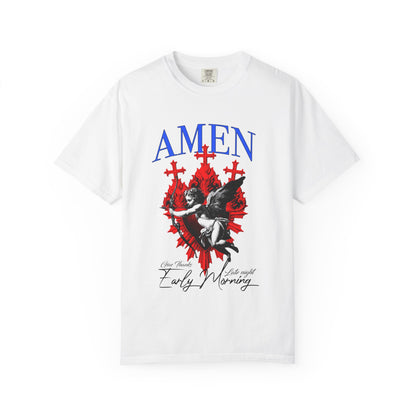 Amen Angel Graphic T‑Shirt — Vintage Religious Cross Heart Tee