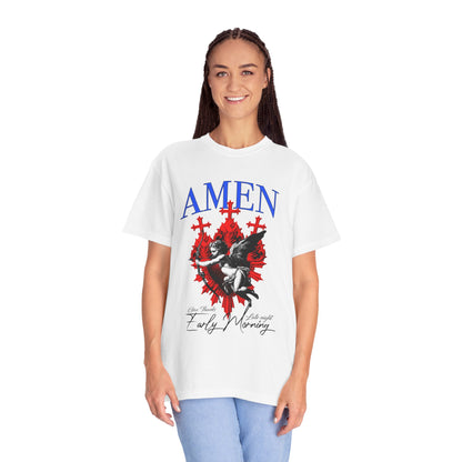 Amen Angel Graphic T‑Shirt — Vintage Religious Cross Heart Tee