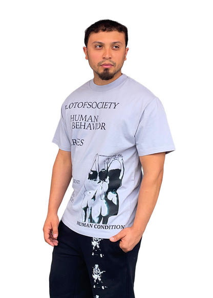 Plotofsociety- Human Behavior Tee - (Powder Blue) Oversized