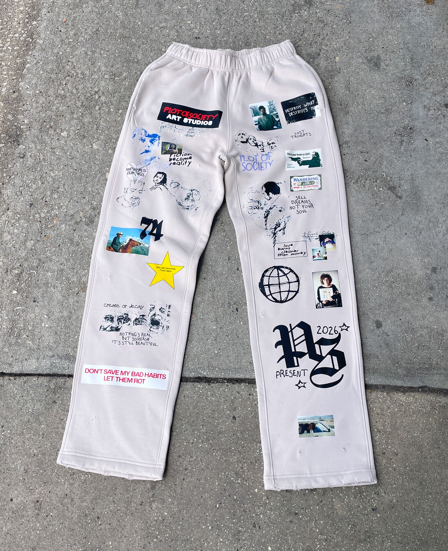 Bad Habits Stacked Joggers – Bone