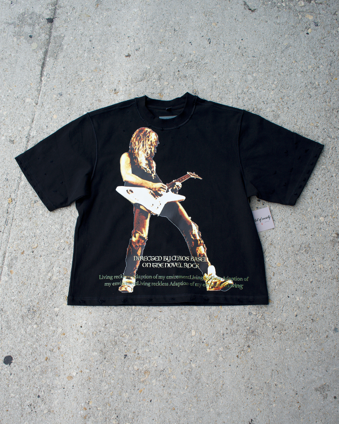 Adaptation Of My Environment Distressed Oversized Crop Tee