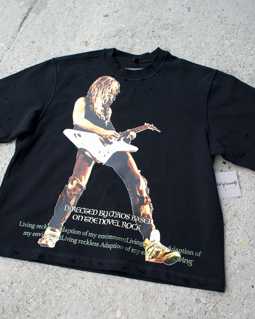 Adaptation Of My Environment Distressed Oversized Crop Tee