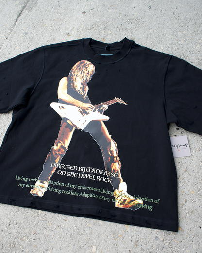 Adaptation Of My Environment Distressed Oversized Crop Tee