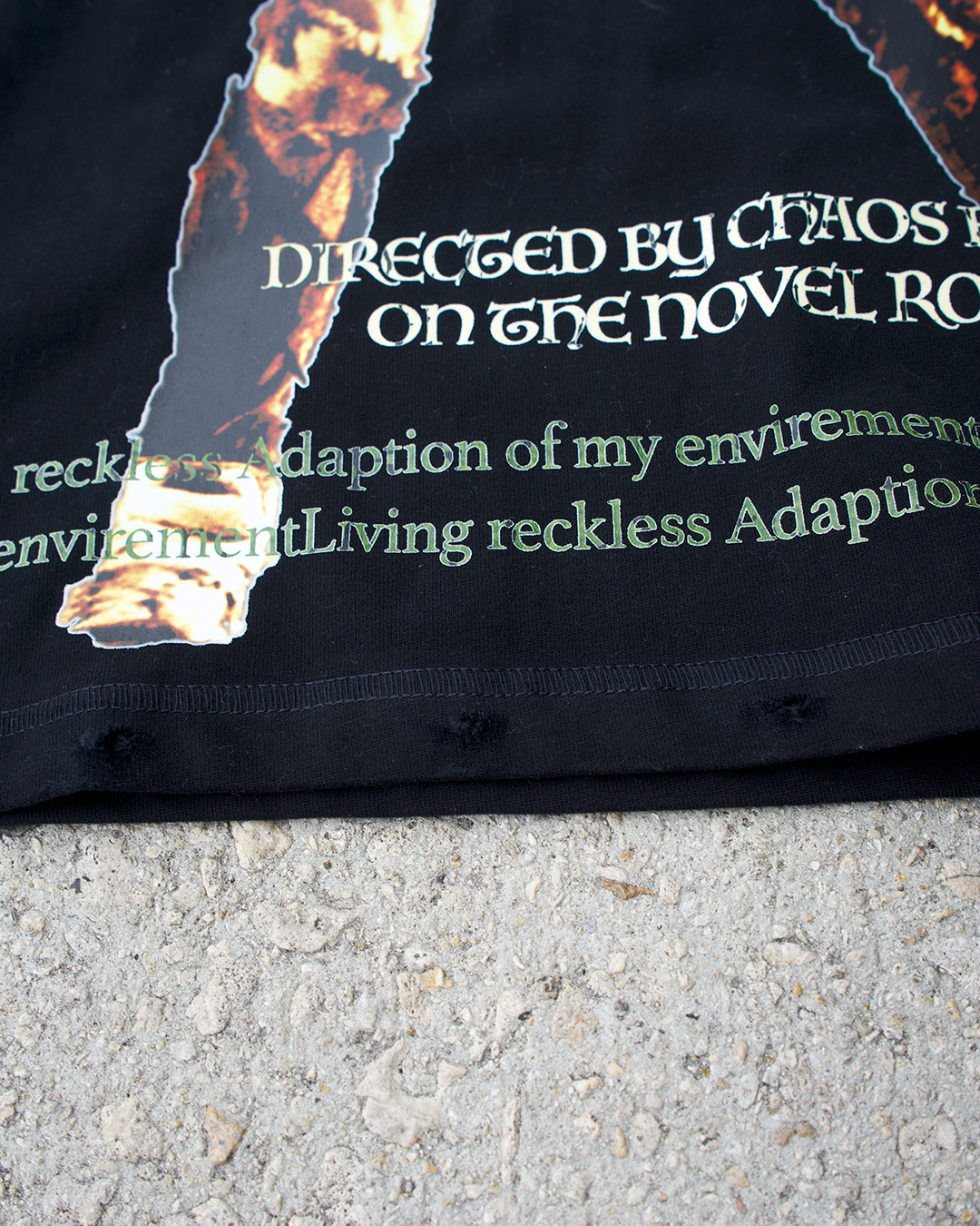 Adaptation Of My Environment Distressed Oversized Crop Tee