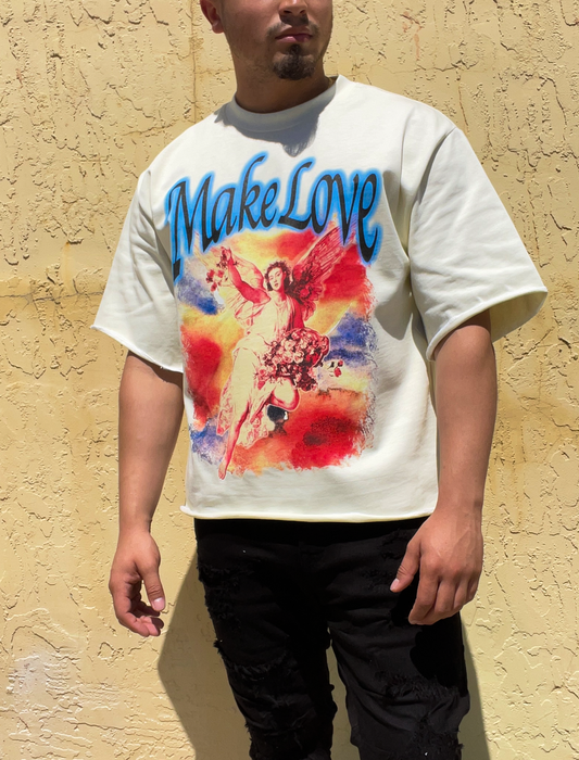 Make Love Crop Tee (Creme)