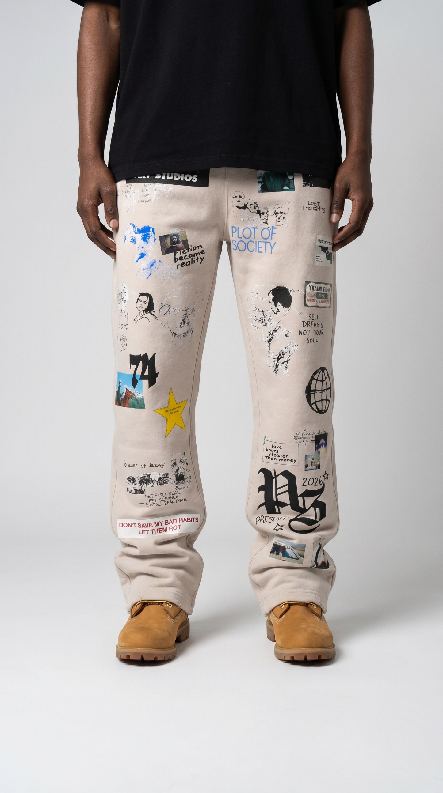 Bad Habits Stacked Joggers – Bone
