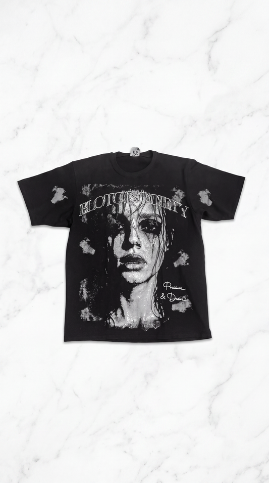 PlotOfSociety Pressure & Desire Rhinestone Tee